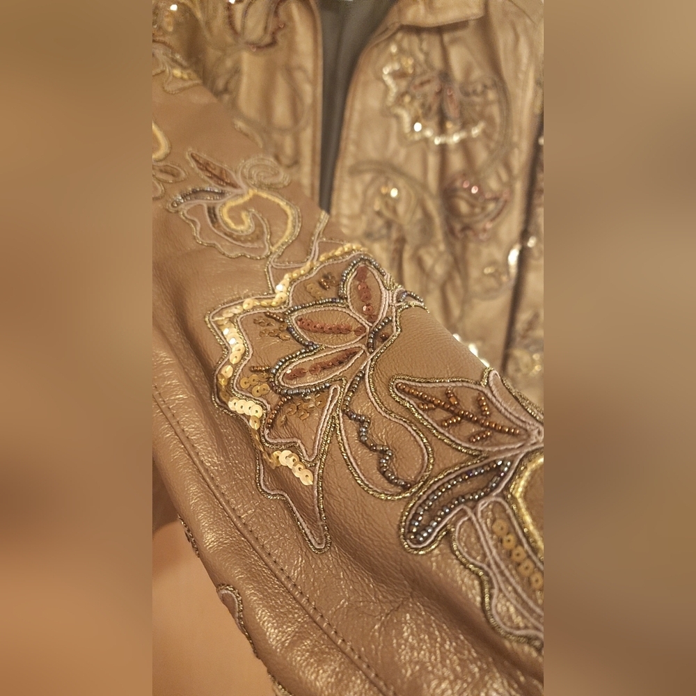 Chicos bronze color leather jacket size 0 - Picture 5 of 6